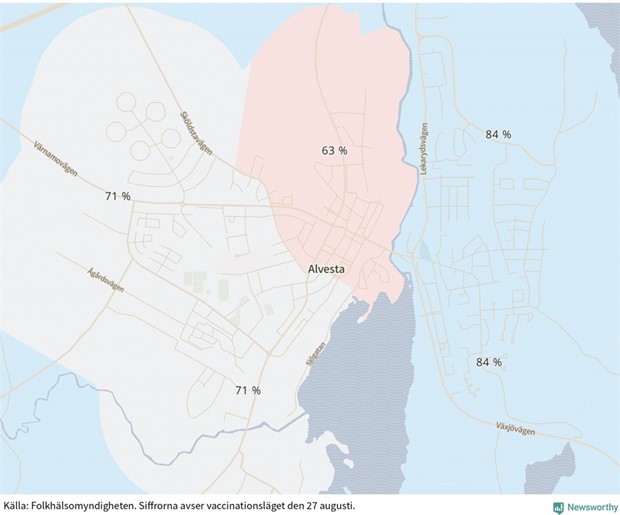 Fyra av tio helt ovaccinerade i delar av Alvesta 