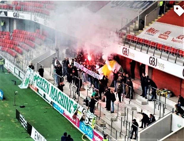 Pyroteknik p� �stermatch - flera polisanm�lningar