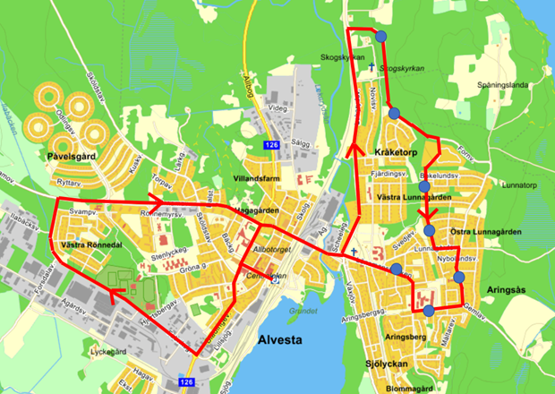 Stadsbuss inf�rs i Alvesta t�tort