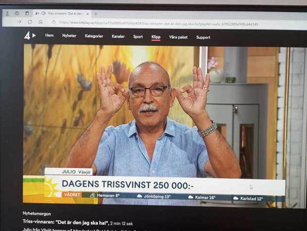 Pensionerad busschauff�r i V�xj� vann kvarts miljon p� TV-Triss