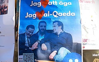 Falska Moderat-affischer spreds i V�xj� - pekade ut M som terrorfinansi�r 